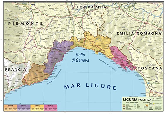 Cartina Geografica Regionale Liguria